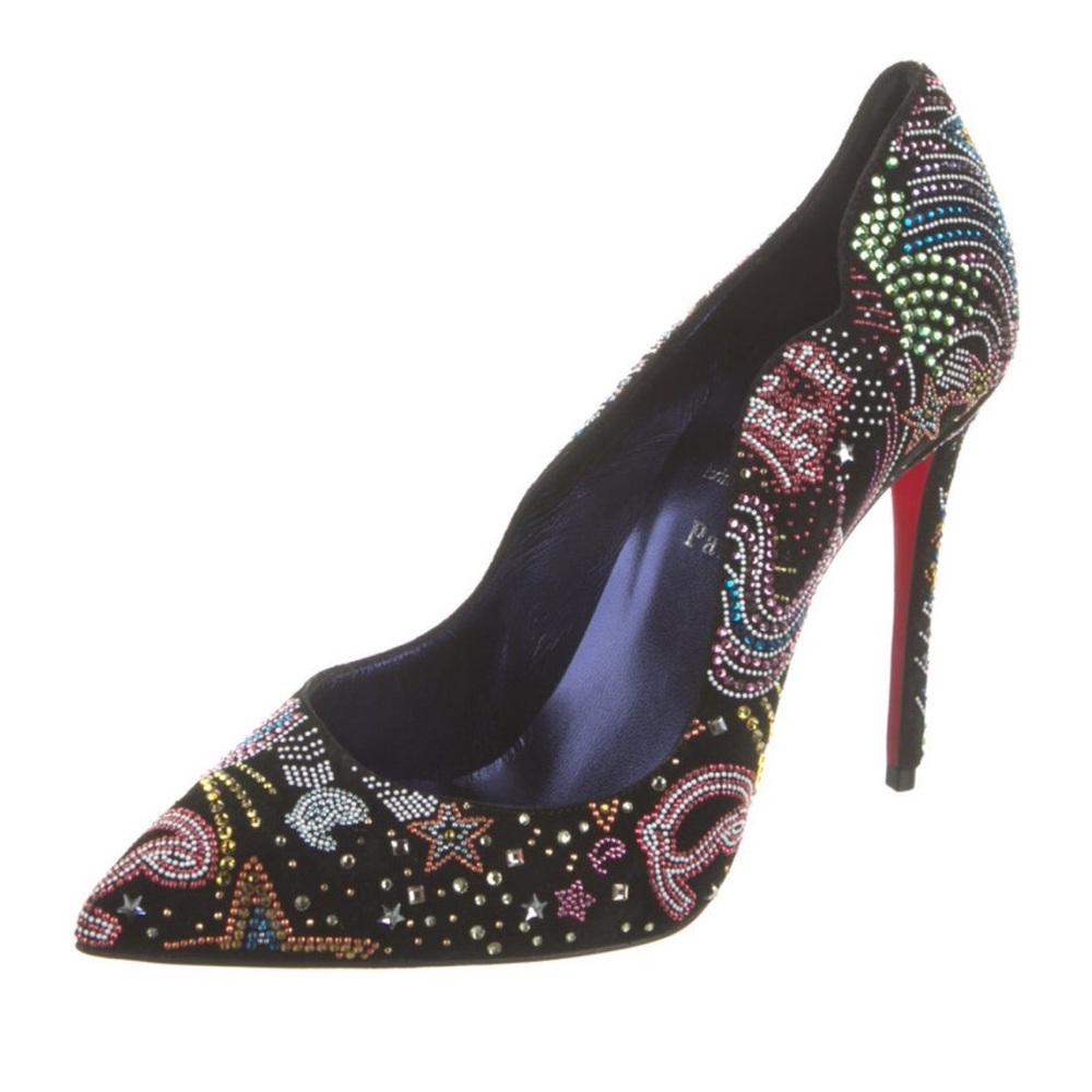 Christian Louboutin Suede Printed Pumps